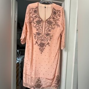 Beautiful peach Indian Kurta, pants and Dupatta